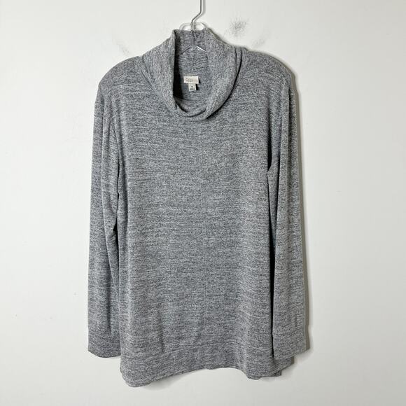 A New Day Women's Tunic Sweater M Heather Gray Cowl Neck Long Sleeve Slit Hem - Picture 6 of 12